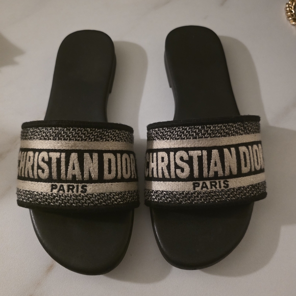 Dior Shoes - Dior Black and Silver Sandals